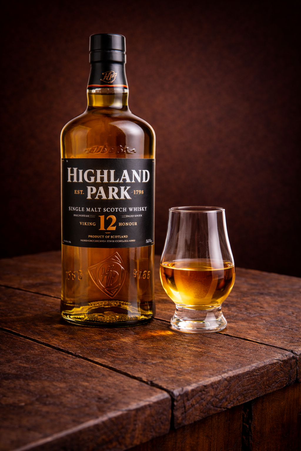 highland park 12 year review bottle and glass