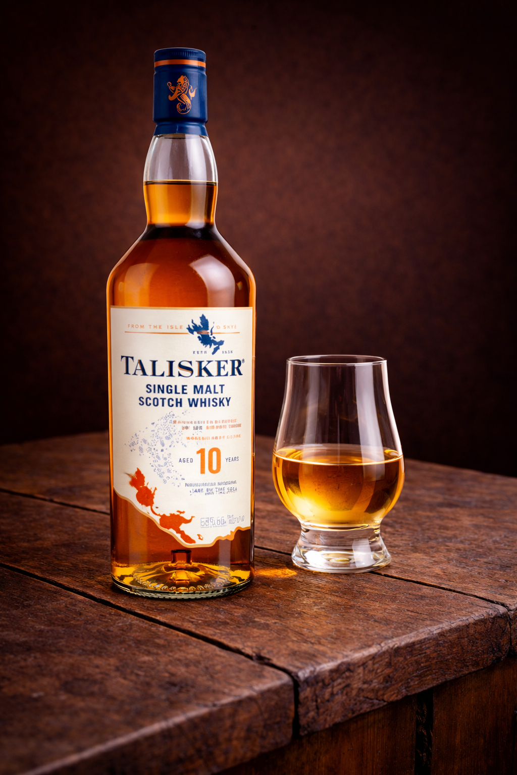 talisker 10 year review bottle and glass